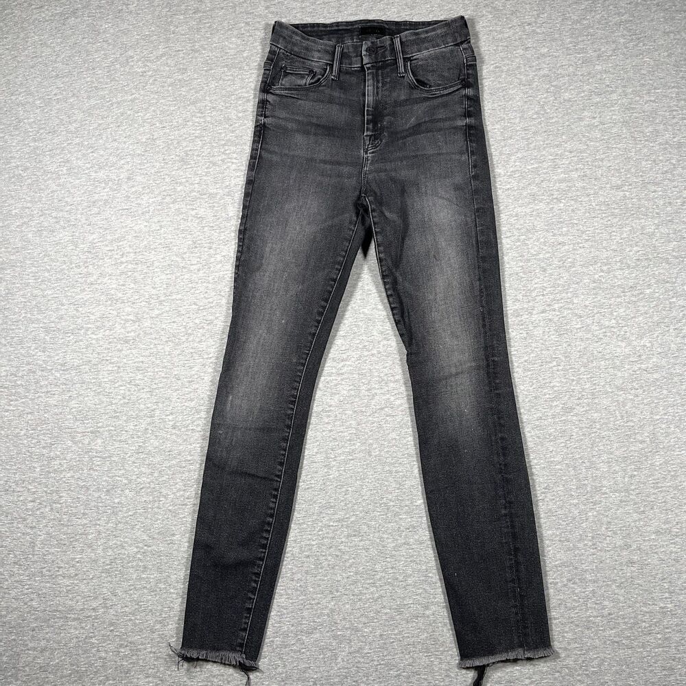 Mother Jeans Womens 24 Gray Skinny High Waisted Looker Ankle Fray Charcoal Wash
